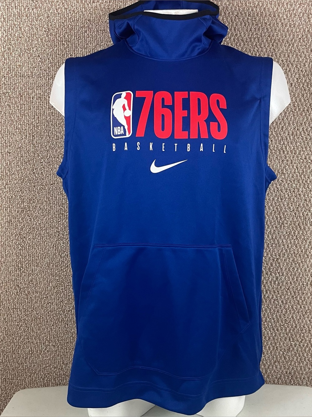 Philadelphia 76ers Sleeveless Hoodie Men XLT Nike Engineered Dri Fit Blue 283